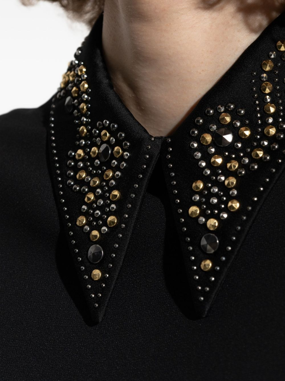 embellished-collar short-sleeve blouse - 5