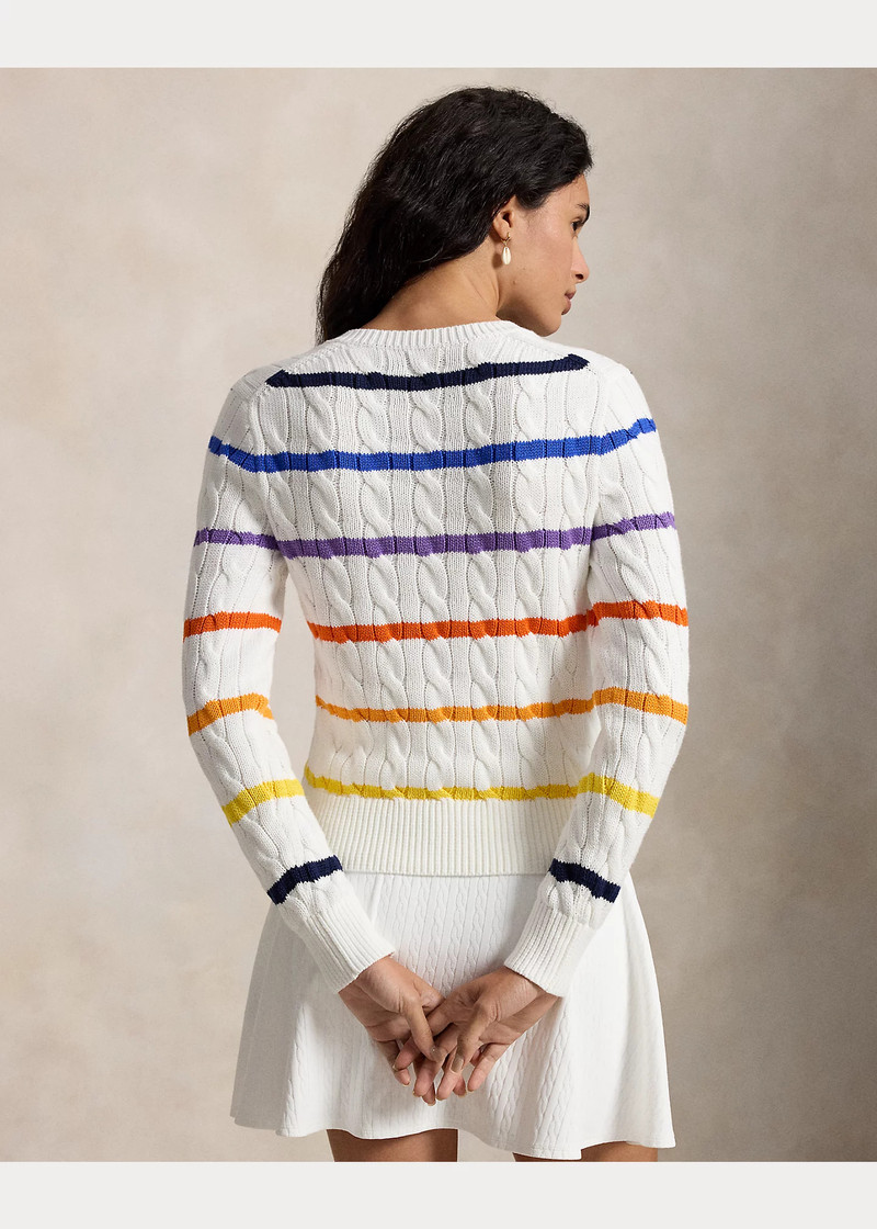 US Open Striped Cable Cotton Cardigan 4