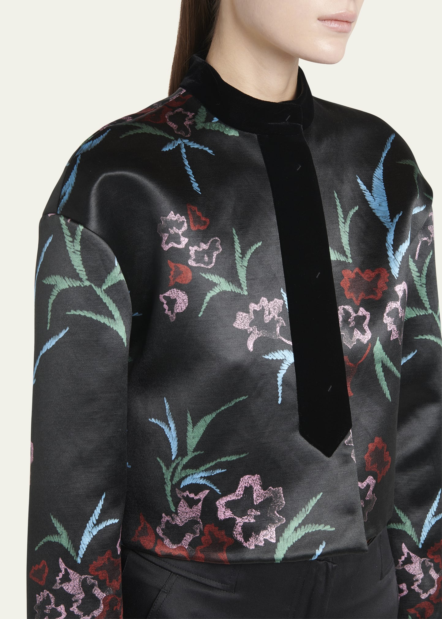 Silk-Blend Floral Shirt Jacket - 5