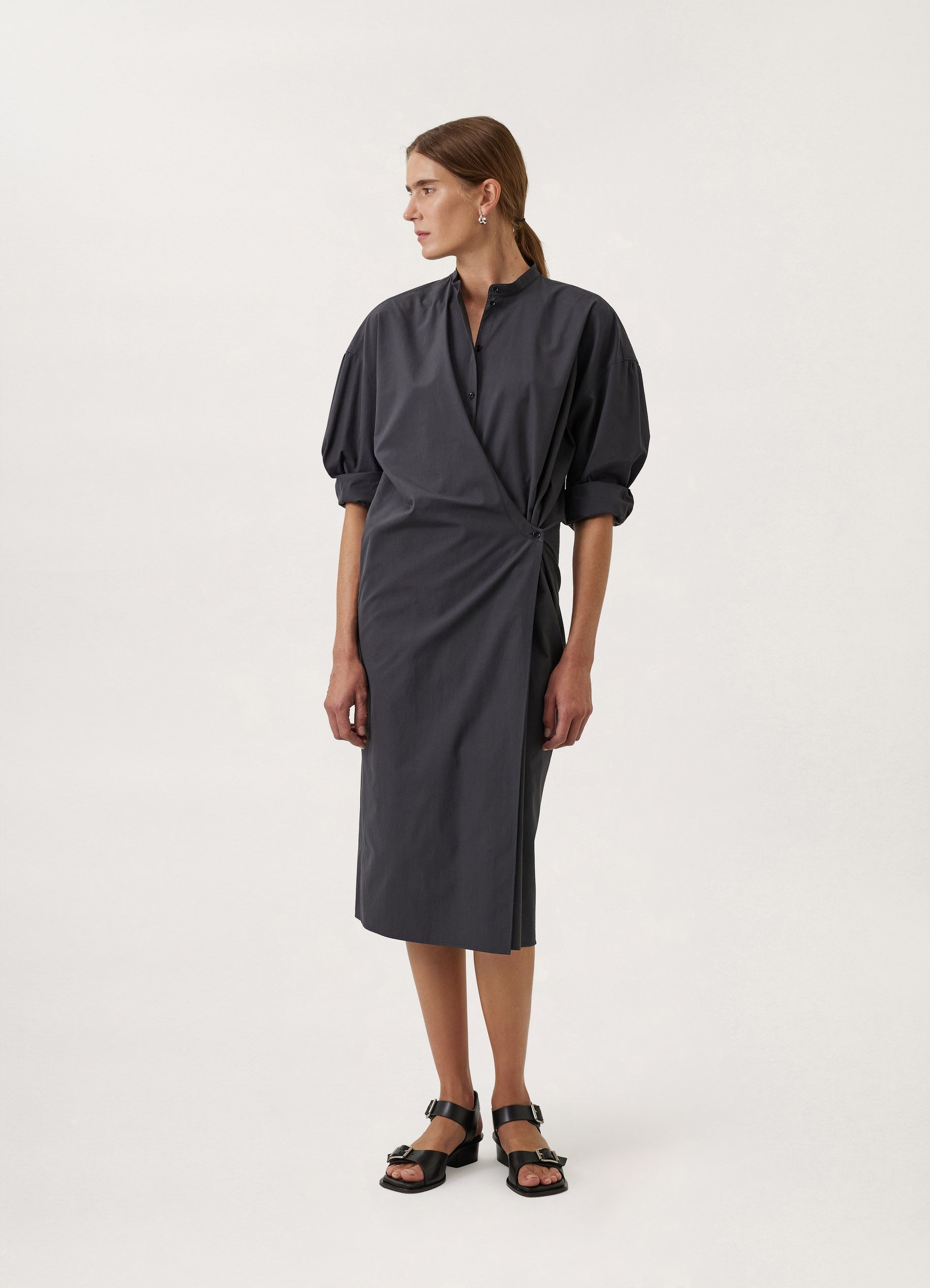 Lemaire OFFICER COLLAR TWISTED DRESS | REVERSIBLE