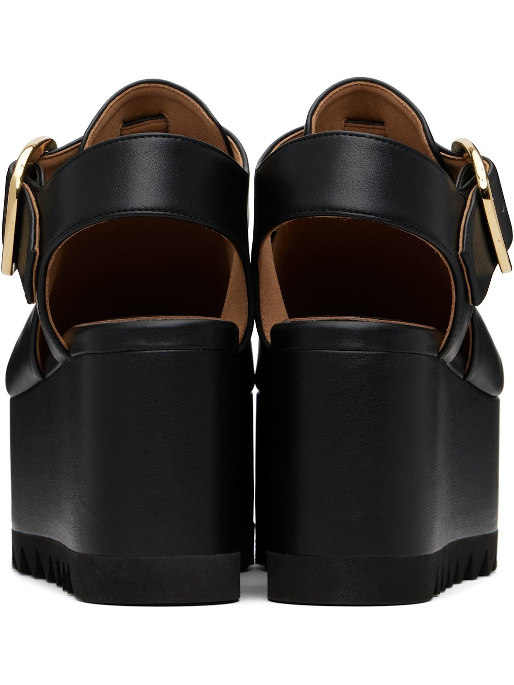 Black Elyse Closed-Toe T-Bar Platform Sandals - 2