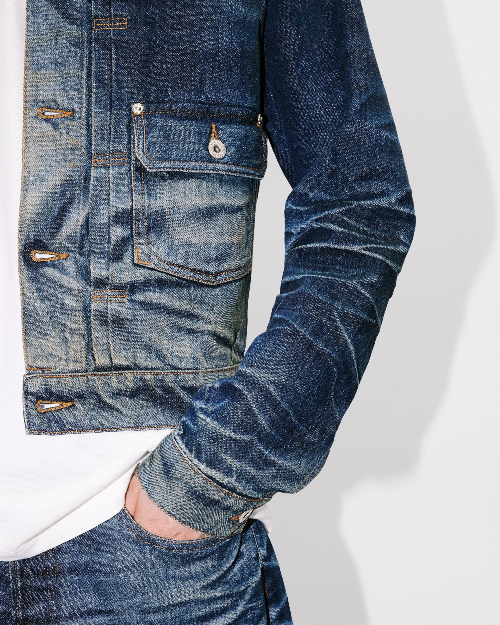 Slim pleated trucker in jacket in Japanese denim - 7