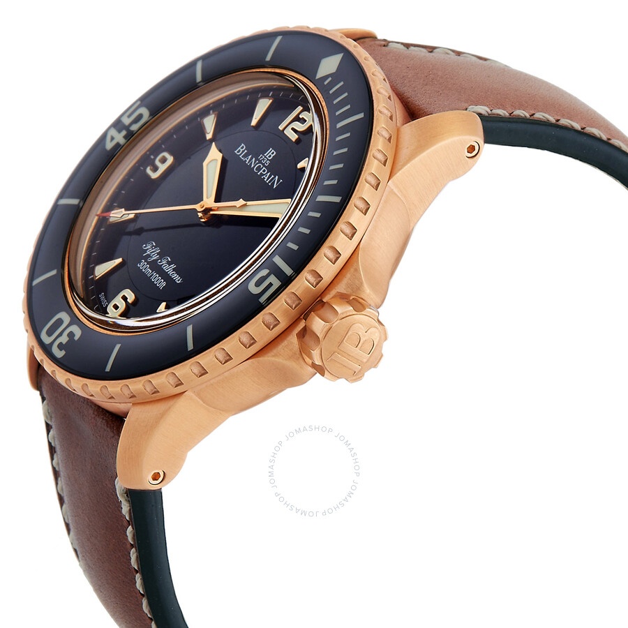 Blancpain Fifty Fathoms Black Dial Brown Leather Automatic Men's Watch 5015A-3630-63B - 2