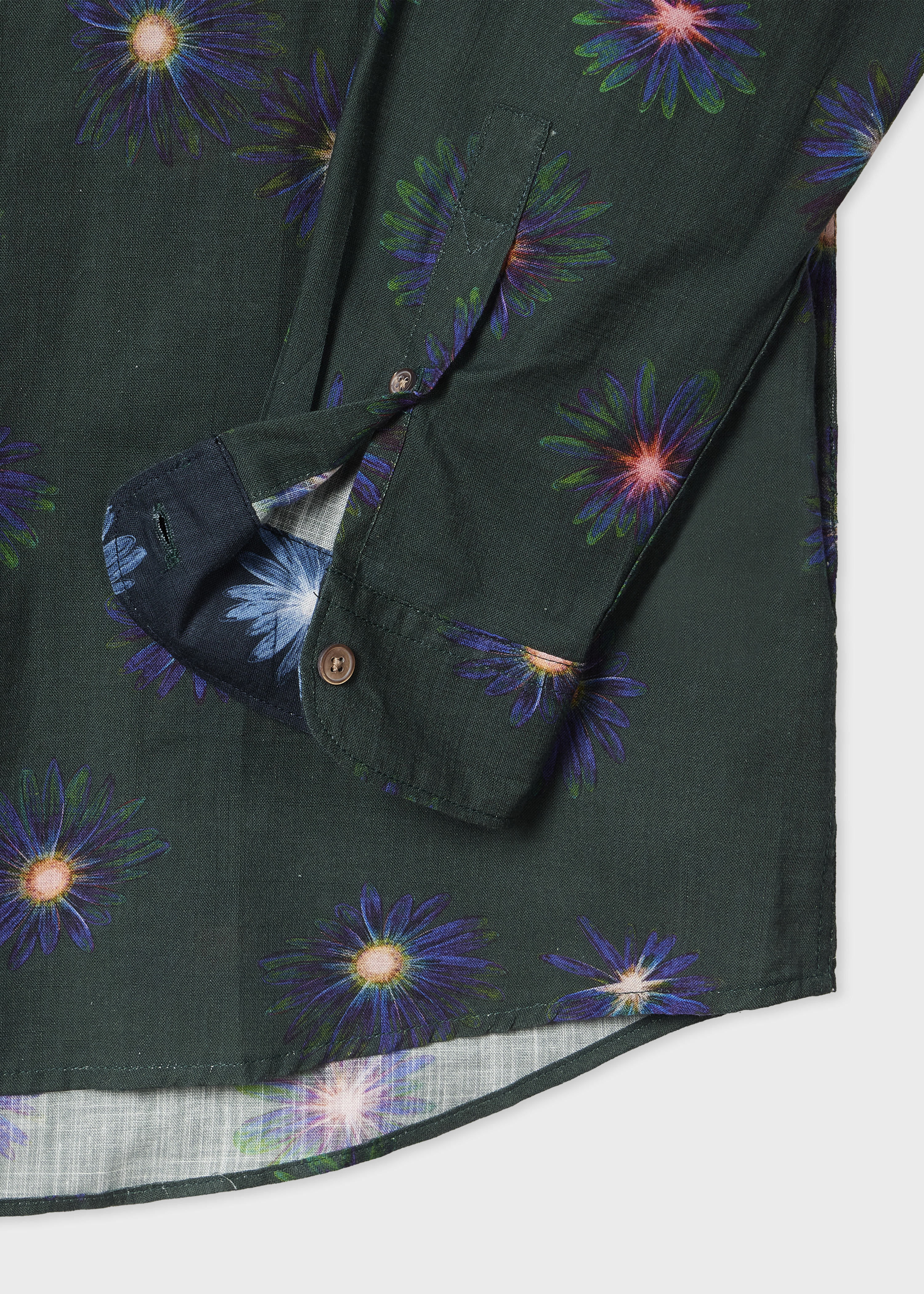Dark Green 'Luminescent Floral' Print Shirt - 3