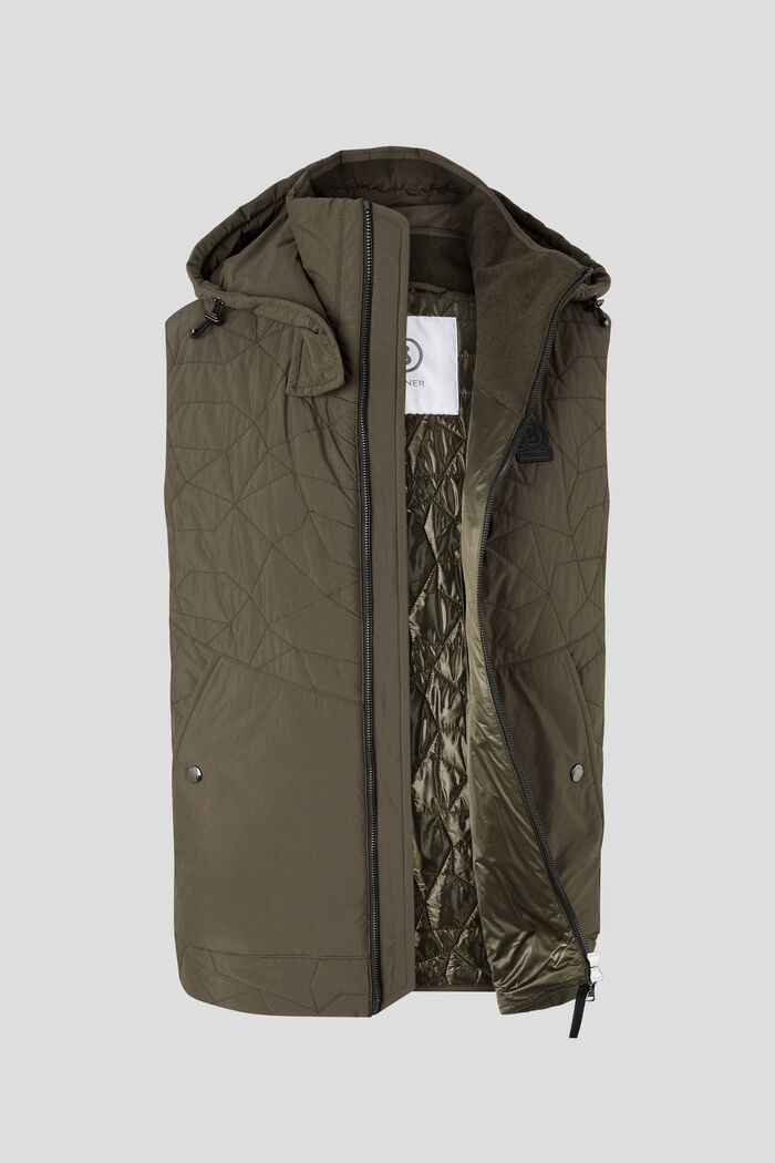 Simon Quilted waistcoat in Khaki - 6