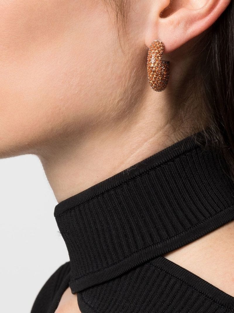 ピアス AMINA MUADDI Earring (CAMERONHOOPMINI SUN) Amina Muaddi | Cameron hoop mini white and silver crystal