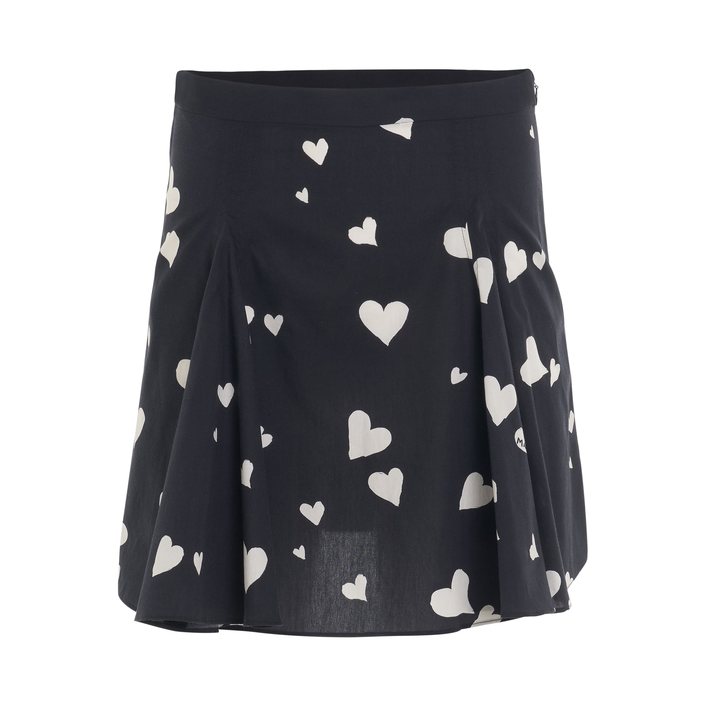 Heart-Printed Mini Skirt in Black - 1