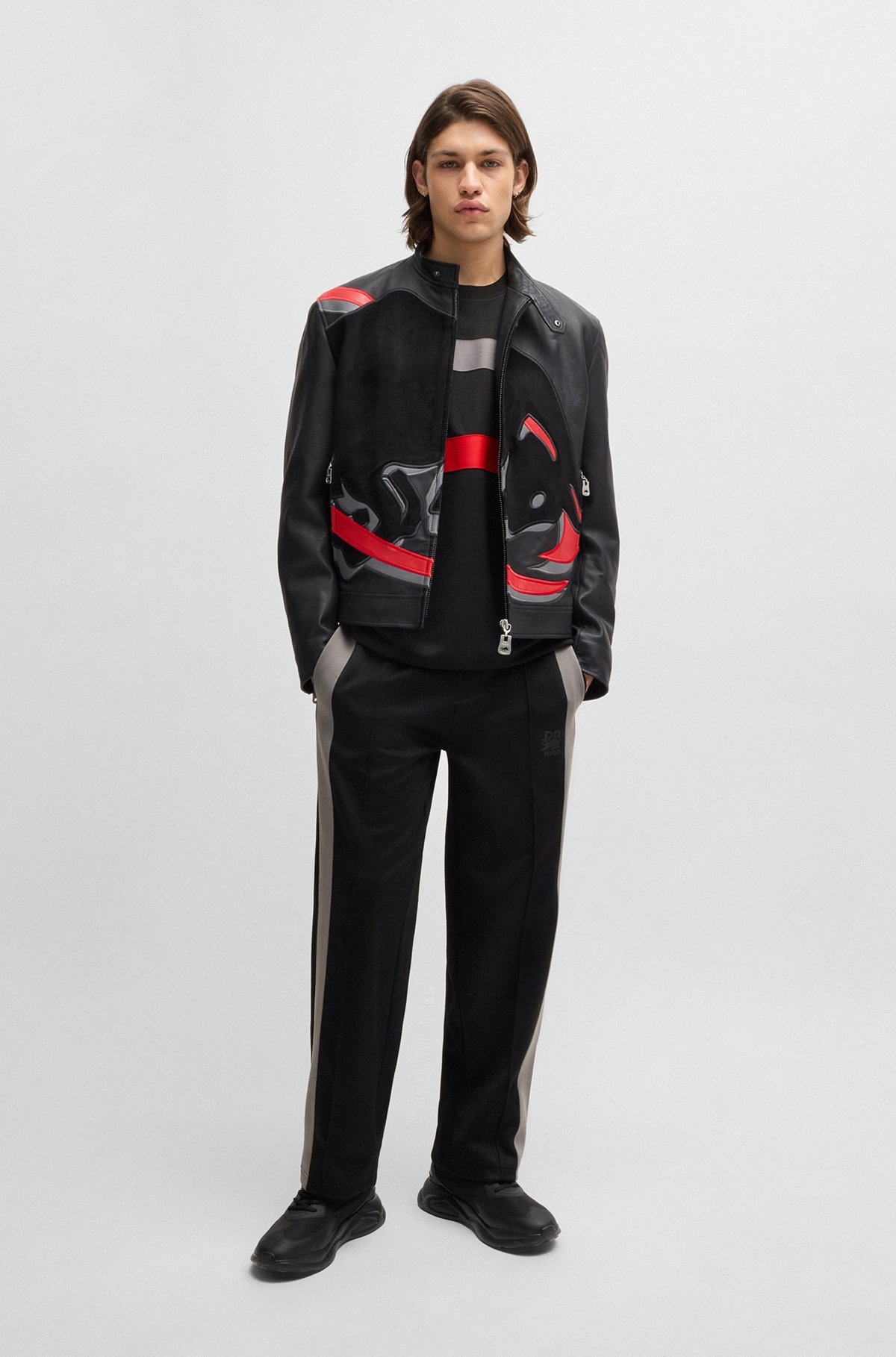 HUGO X RB OVERSIZE-FIT TROUSERS WITH TAPE AND SIGNATURE BULL ICON - 4