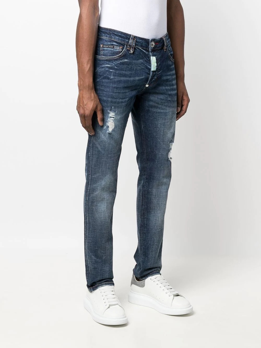 distressed straight-cut jeans - 3