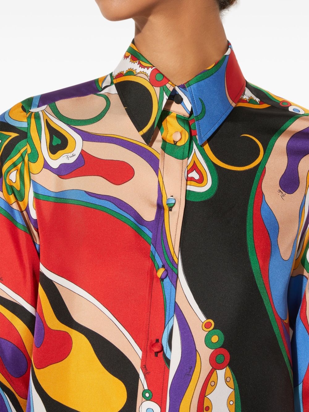 Orchidee-print silk-twill shirt - 5
