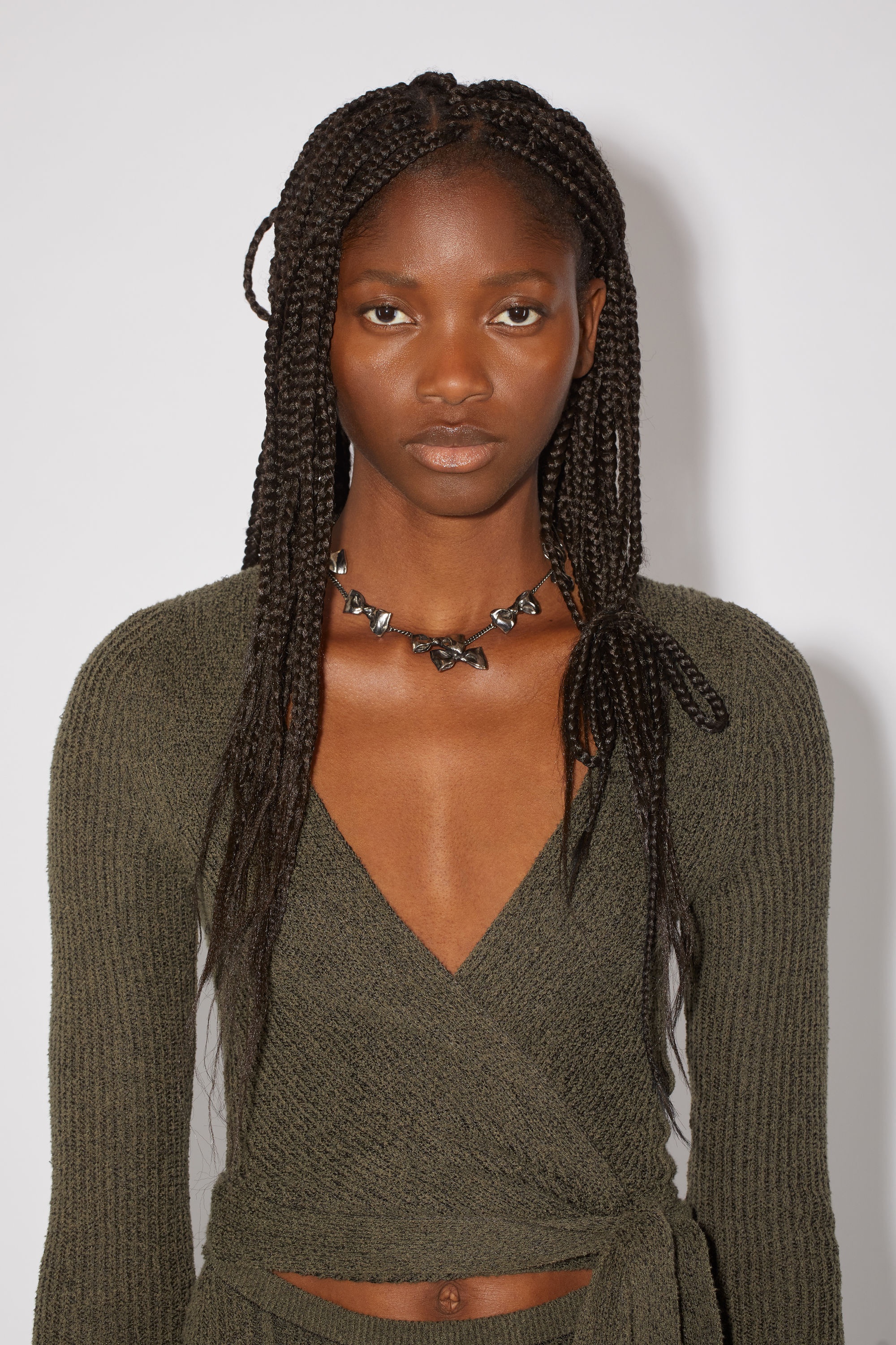 Ribbed knit dress - Dark khaki green - 5