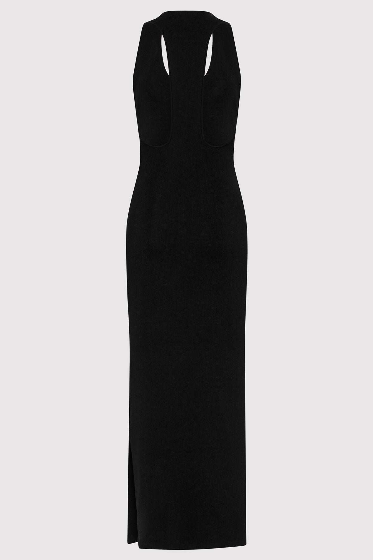 Plunge Neck Knit Dress - Black - 6