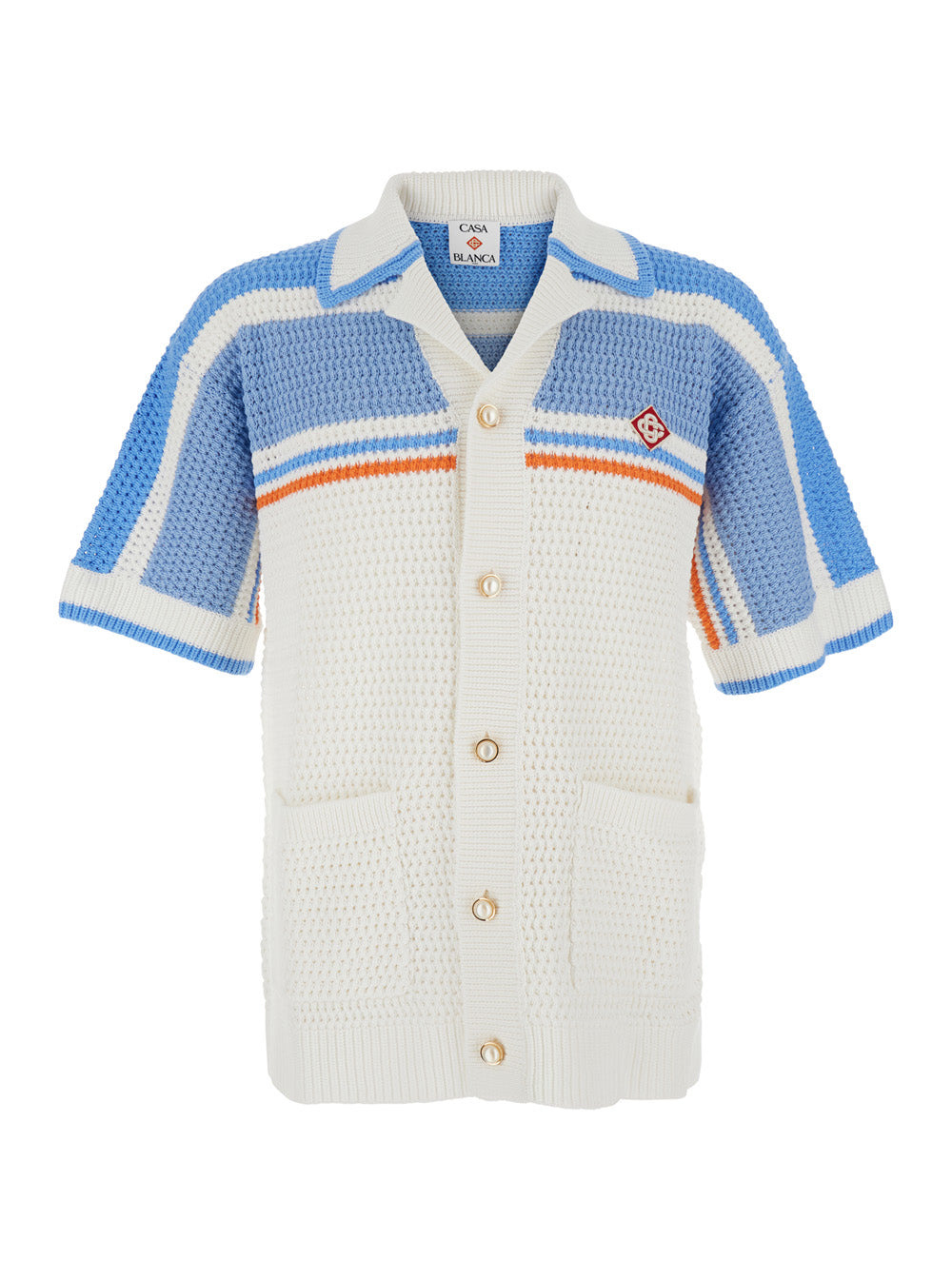 Casablanca Men White Shirt With Classic Collar And Chest Logo Patch In Cotton Man - 1