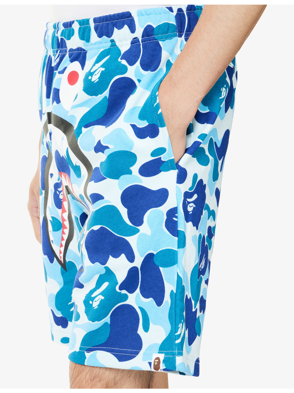 Camo Shark Printed Cotton Sweat Shorts - 5