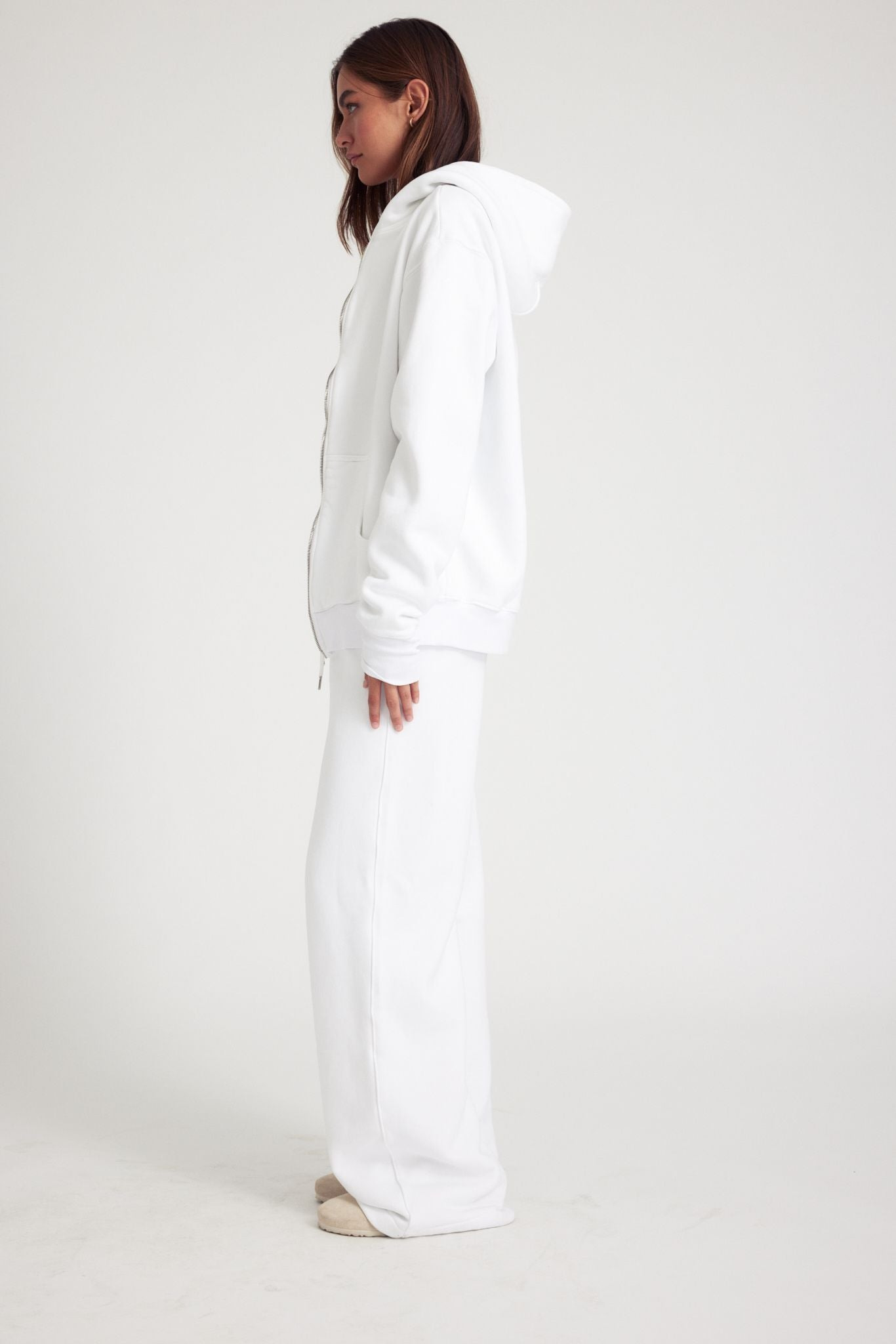 WHITE ZIP UP HOODIE - 3