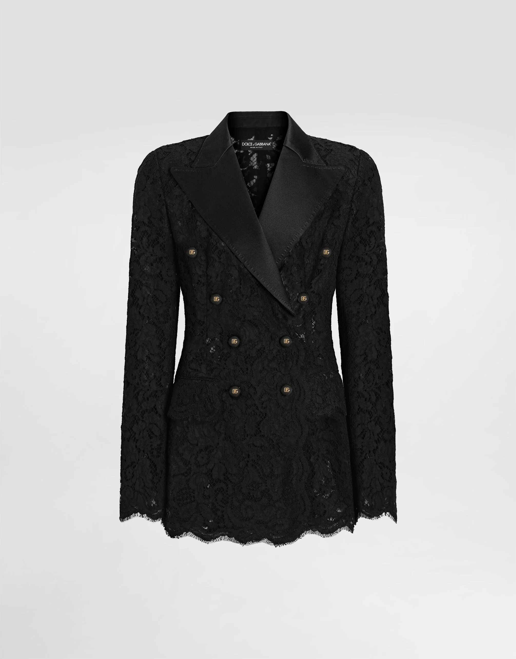 Double-breasted jacket in cordonetto lace - 1