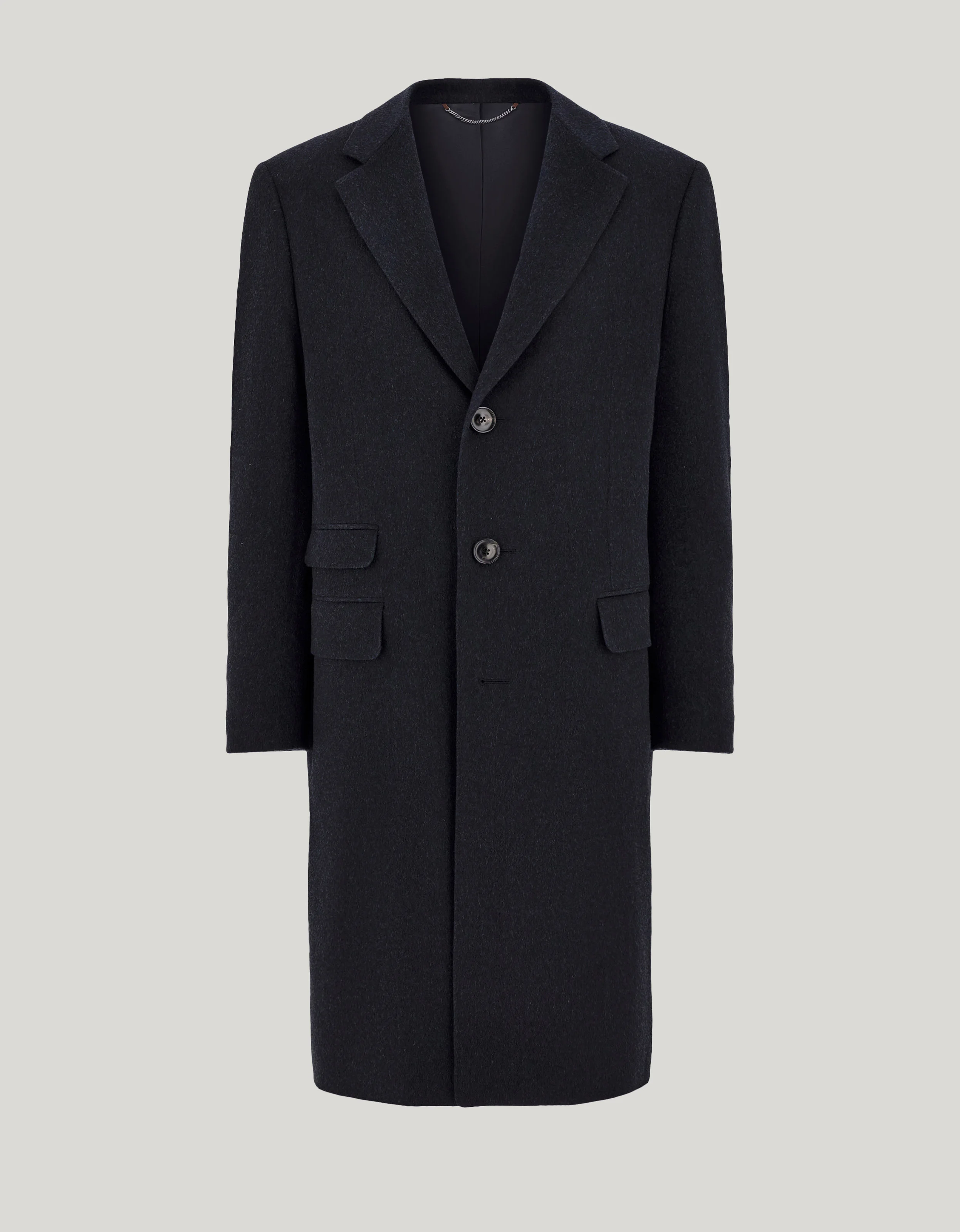 BLUE CASHMERE SINGLE-BREASTED COAT - 1