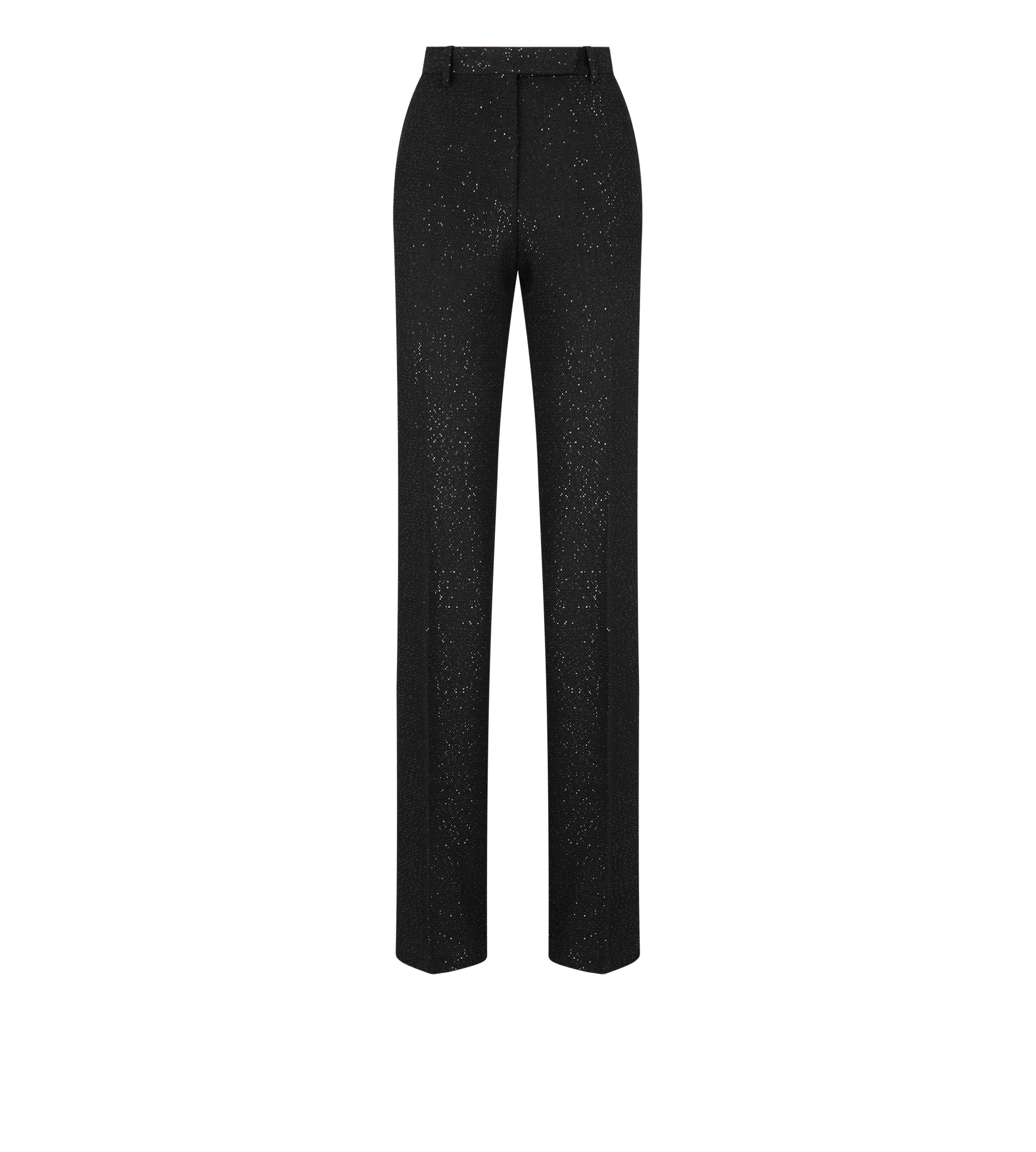SEQUINED WOOL BLEND CREPE TAILORED STRAIGHT PANTS - 1
