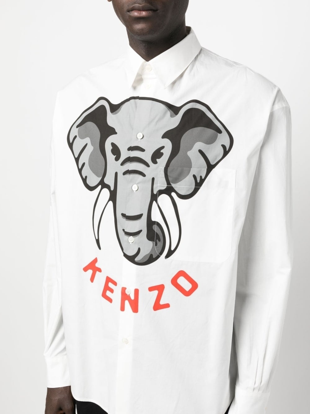 Kenzo Elephant-print tie-detail shirt - 6