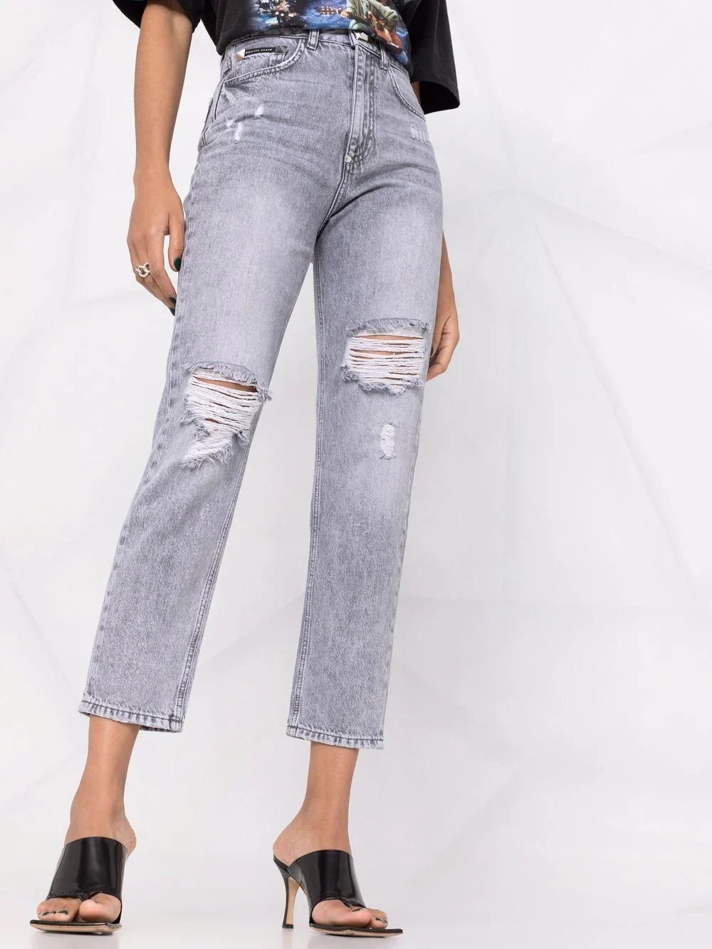 ripped cropped jeans - 5