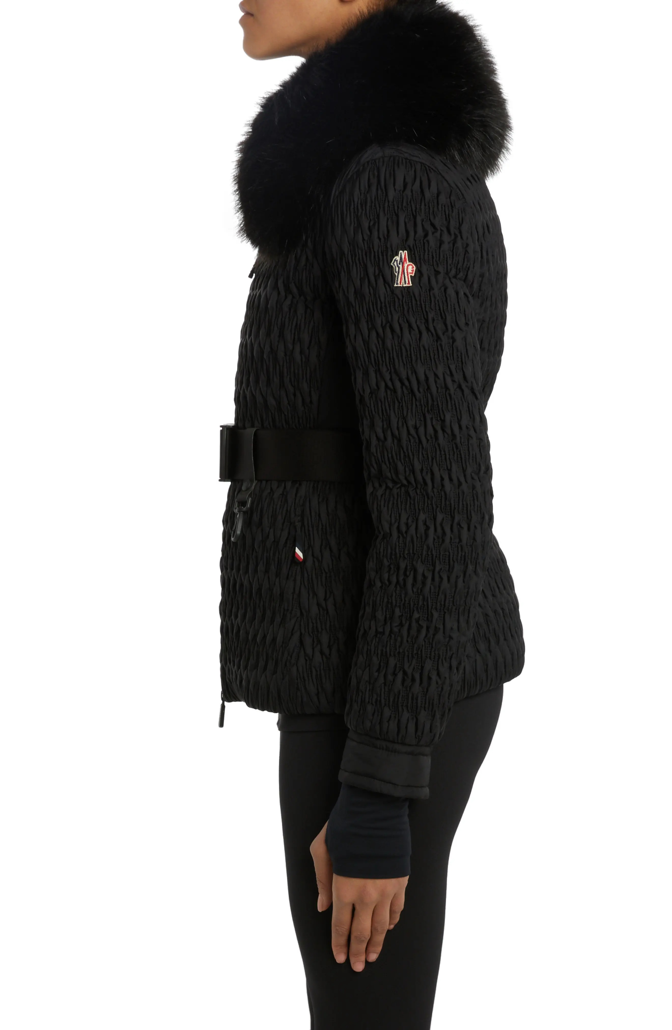 Plantrey Pleated Belted Down Jacket with Removable Faux Fur Collar - 3