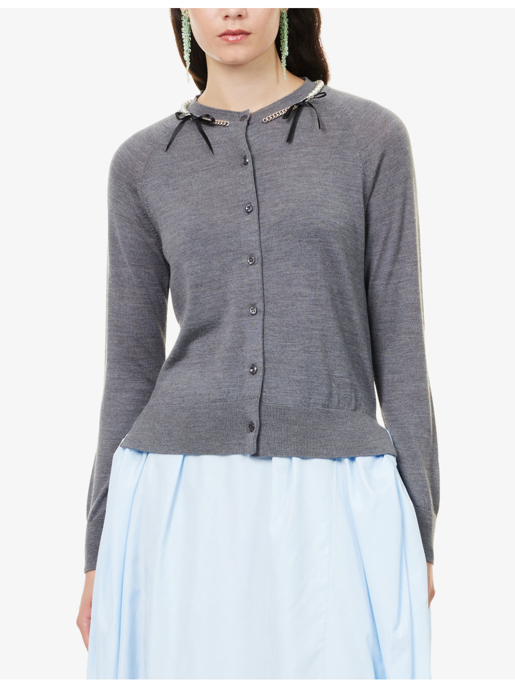 Embellished Round-Neck Wool And Silk Cardigan - 3