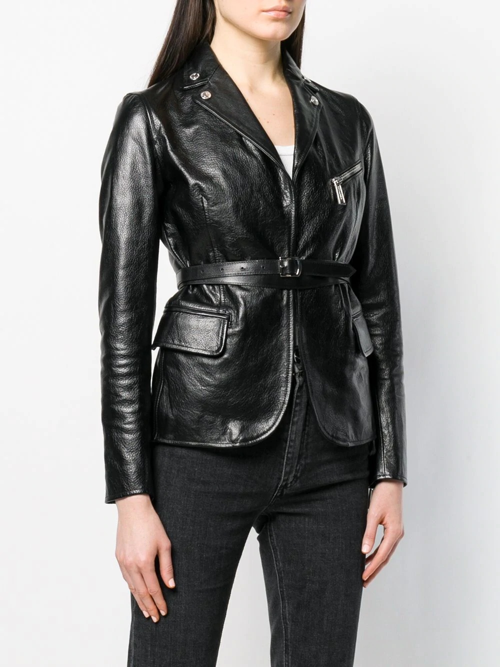 fitted biker jacket - 3