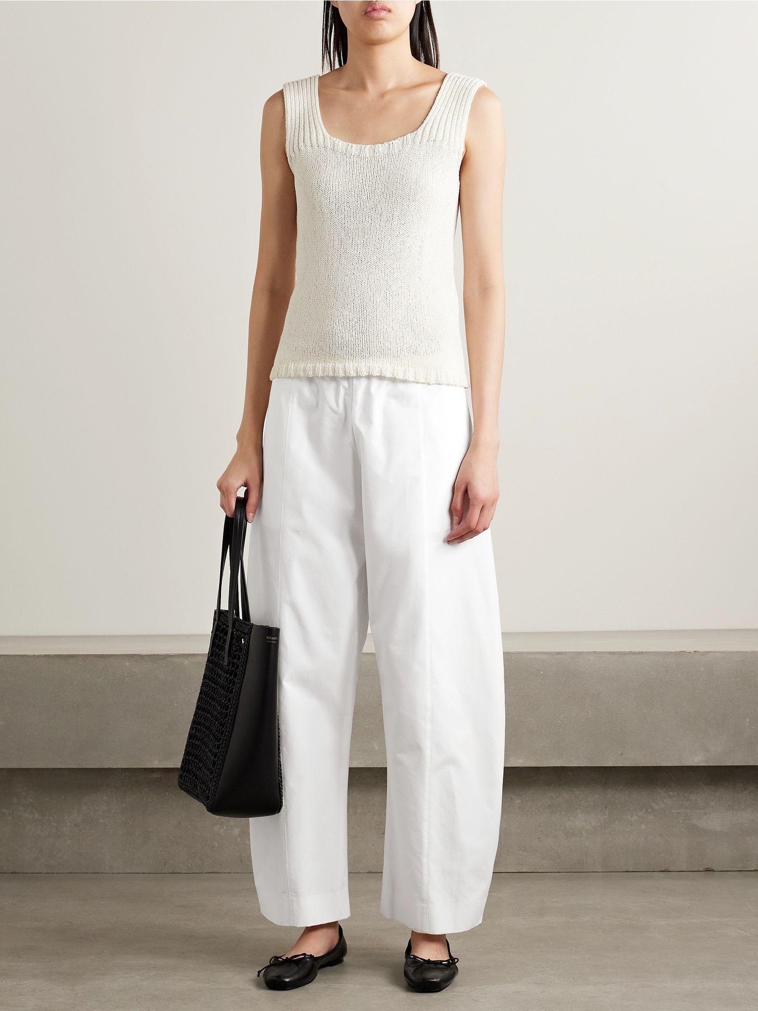 Clover cotton-poplin barrel-leg pants White - 2