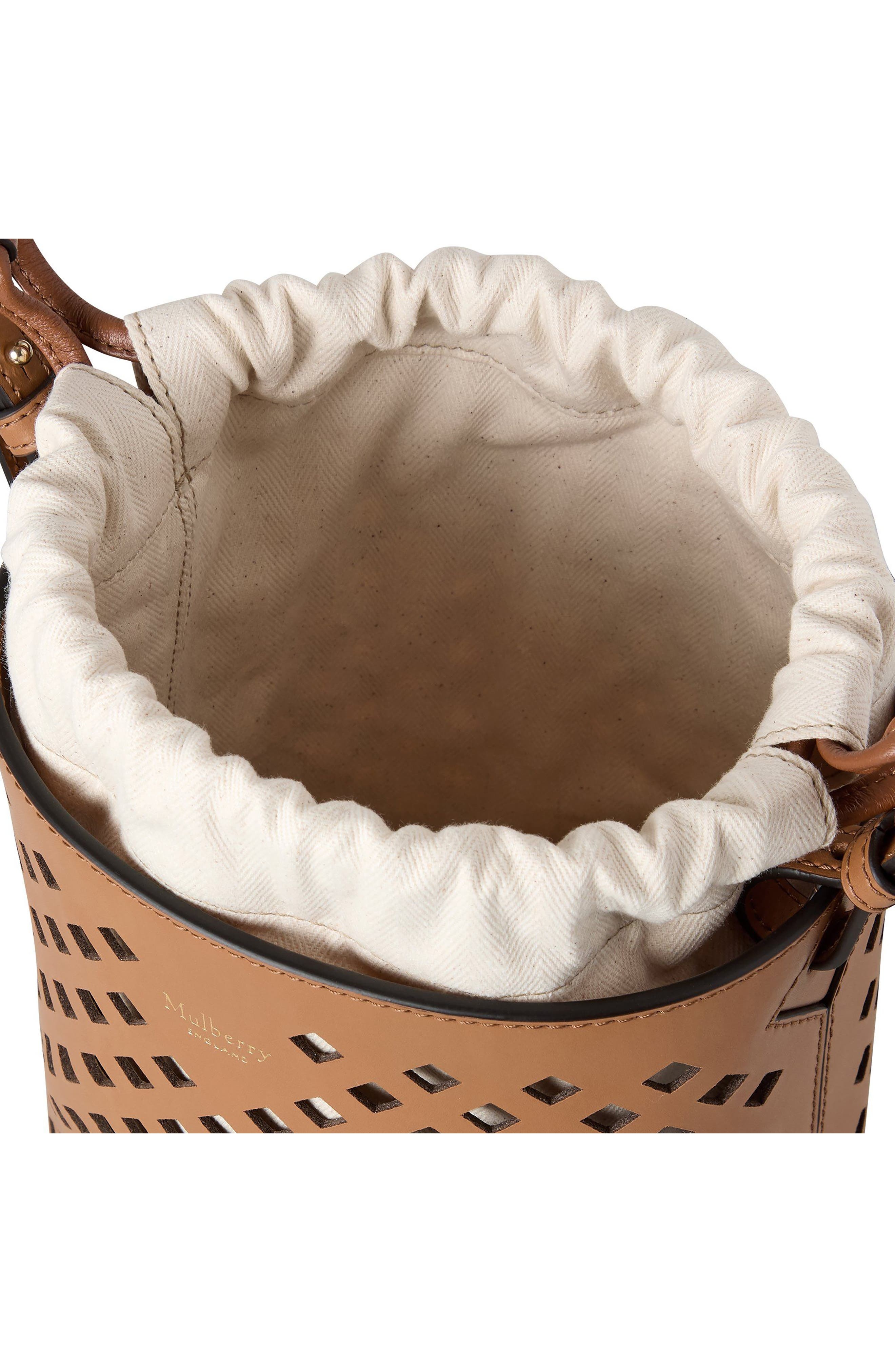 Mulberry Diamond Perforated Leather Bucket Bag in Toffee at Nordstrom - 4