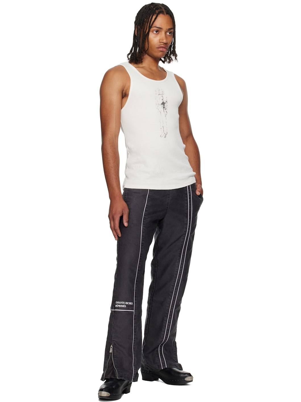 Black Paneled Track Pants - 4