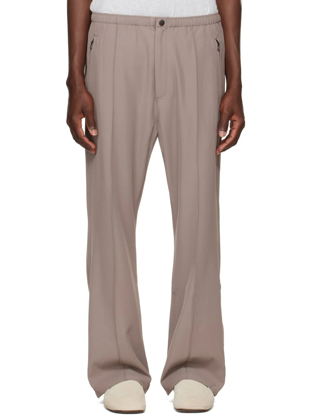 Taupe Cavalry Twill Boot-Cut Warm Up Trousers - 1