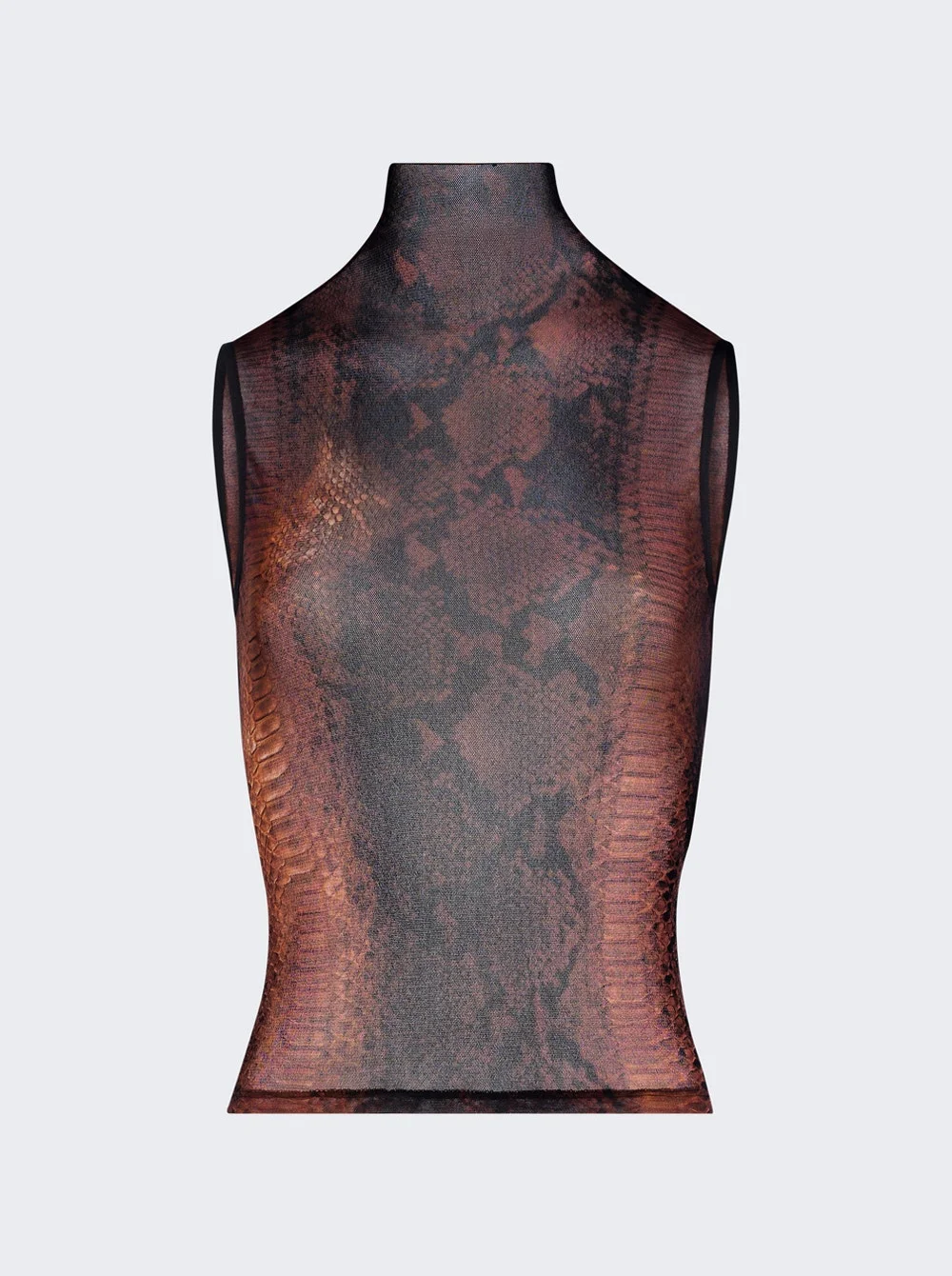 Mesh High Neck Tank Top Python Print - 1
