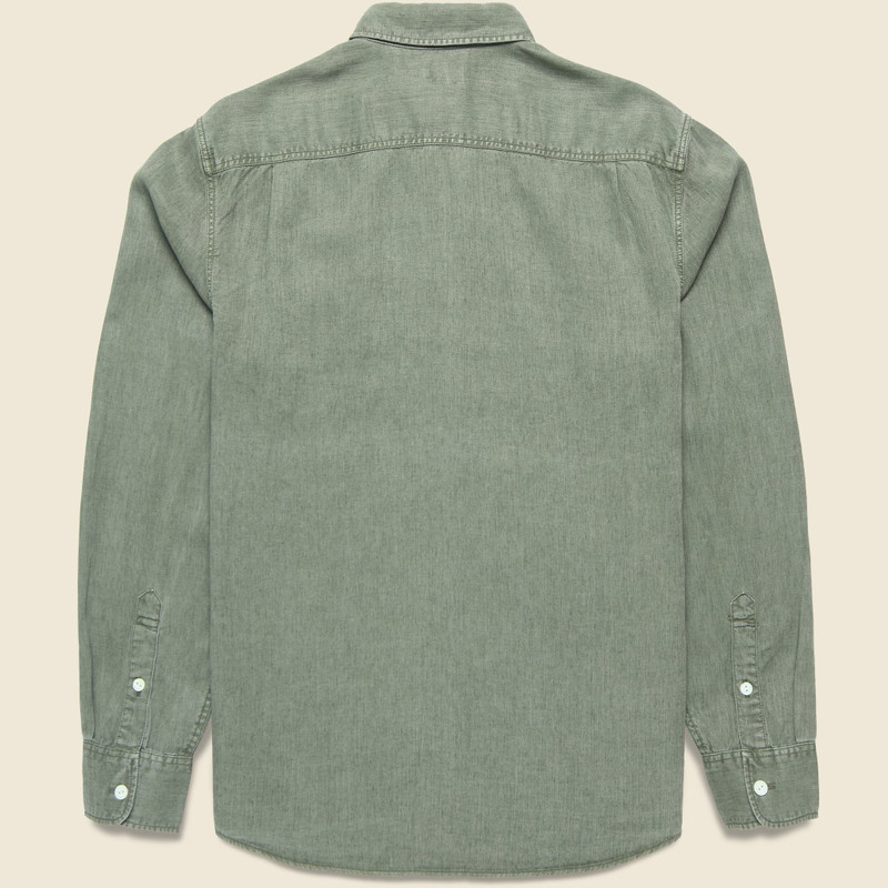 FAHERTY Chambray Workshirt - Desert Olive outlook