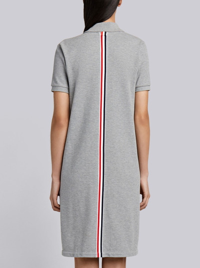 Thom Browne Light Grey Stripe Cotton Pique Fitted A-line Short Sleeve Polo Shirtdress outlook