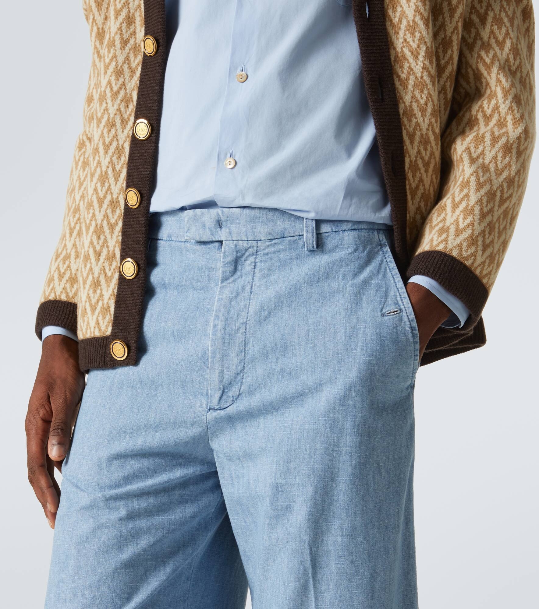 Cropped wide-leg denim pants - 5