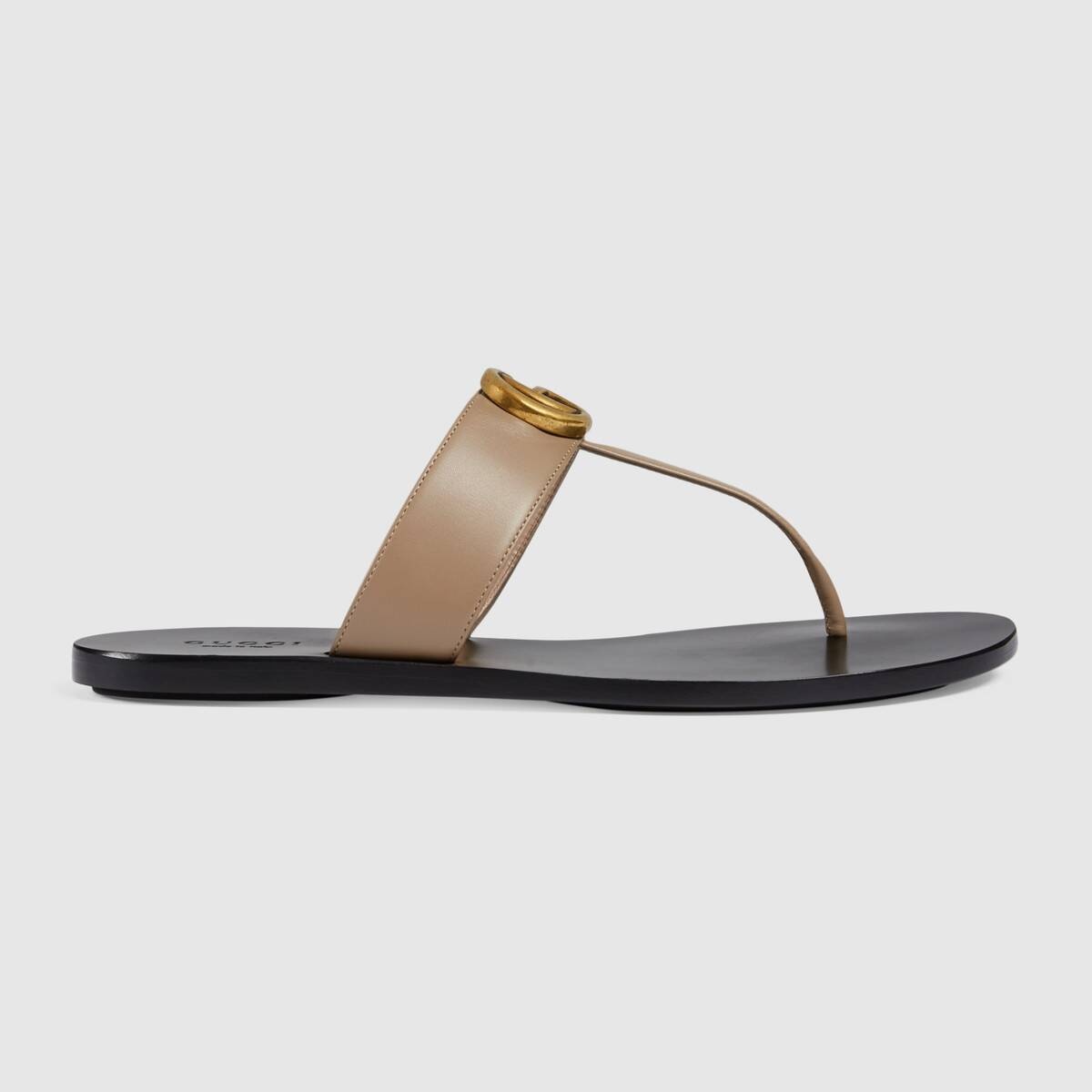 Leather thong sandal with Double G - 1