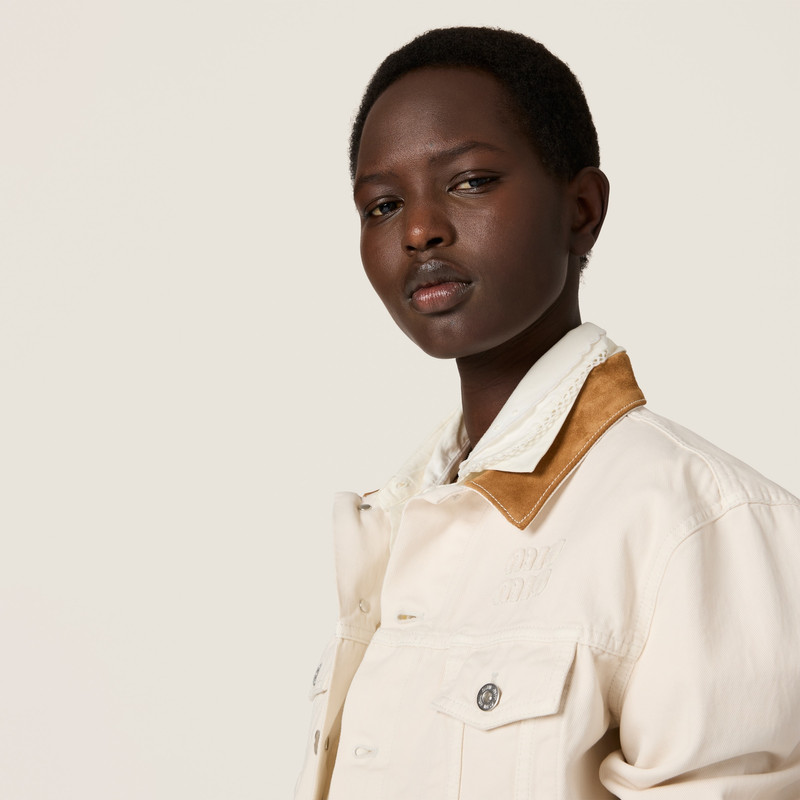 Denim and leather blouson jacket 6