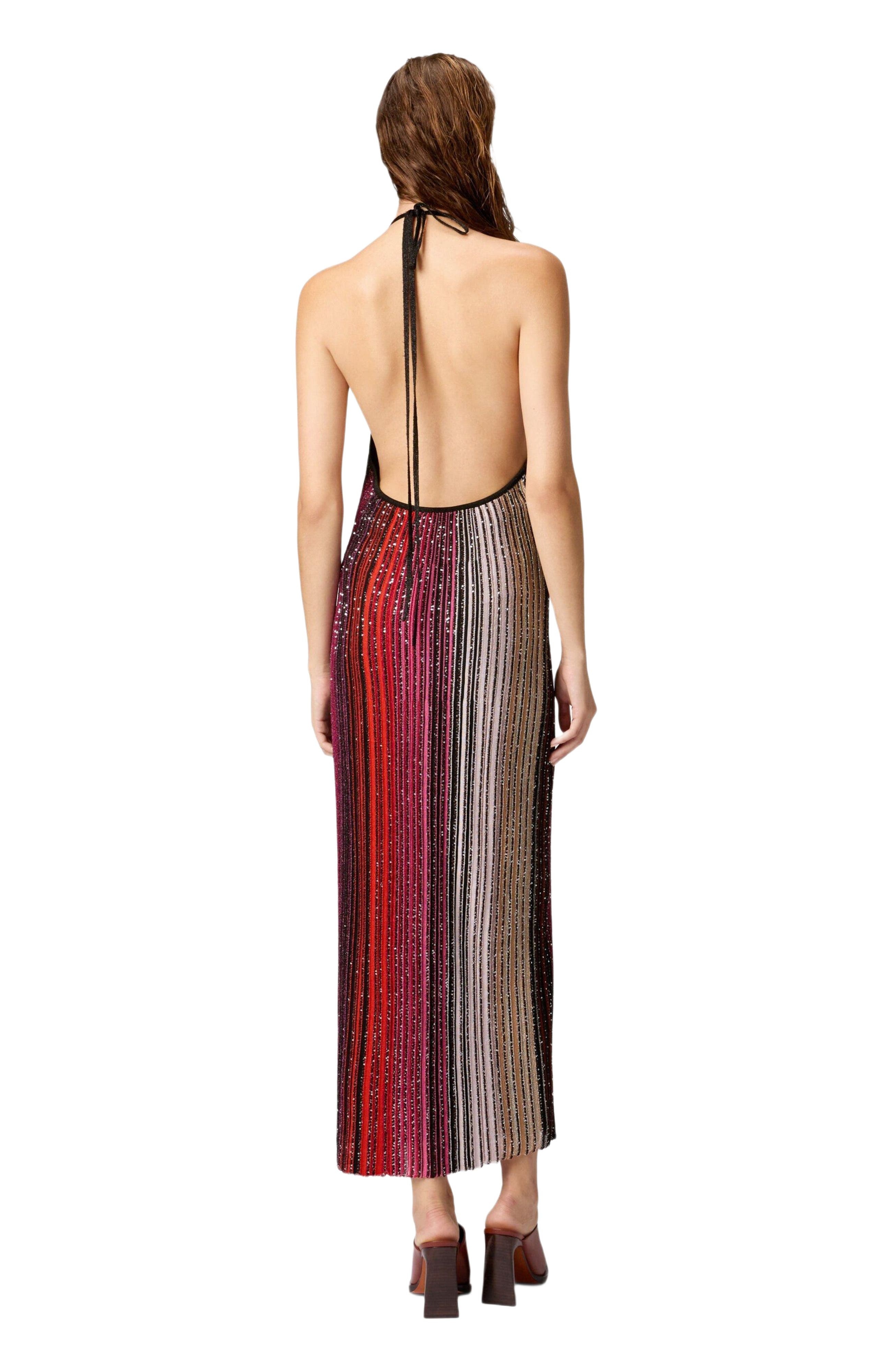 Missoni Striped Partialized Midi Dress With Sequins And V-neck in Black & Red at Nordstrom - 6