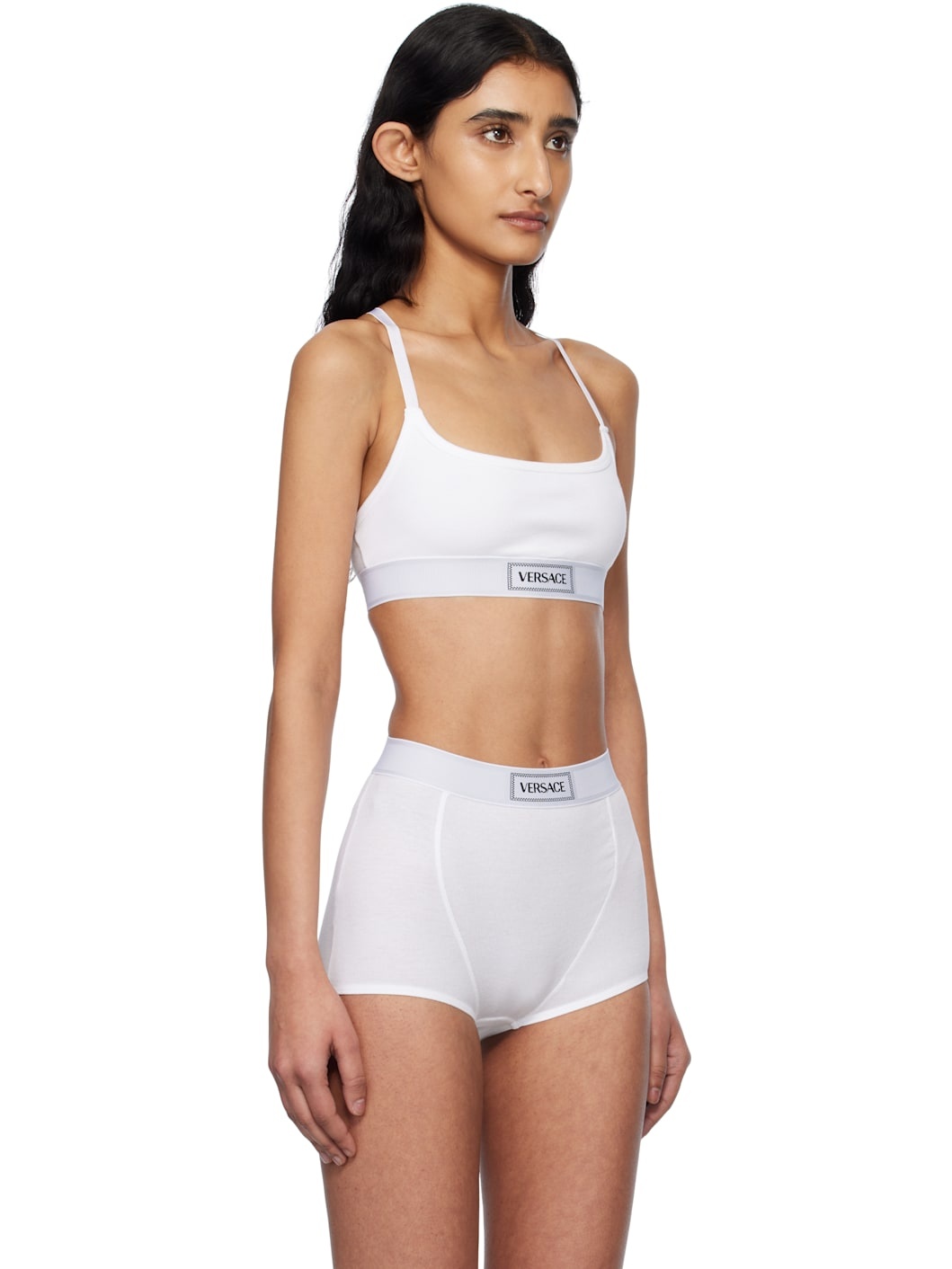 White 90s Vintage Logo Ribbed Bra - 2