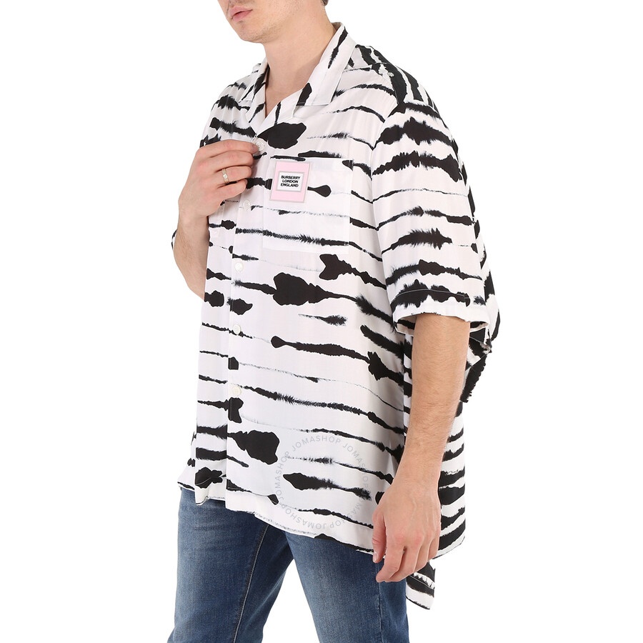 Burberry Cape Detail Short-sleeve Watercolour Print Twill Shirt - 5