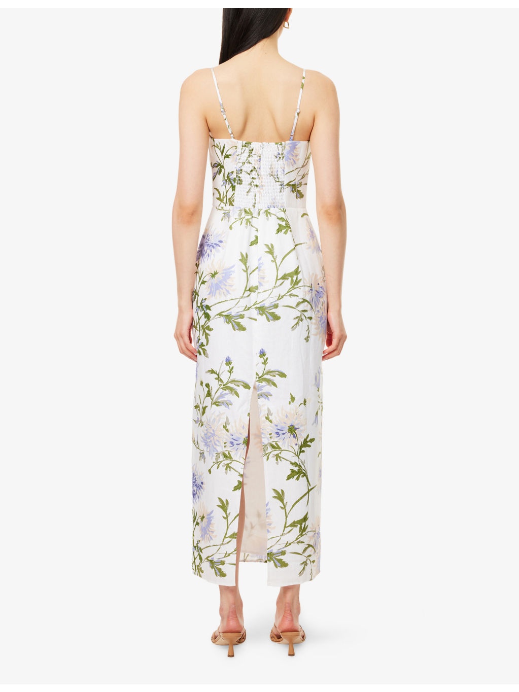 Frankie Floral-Print Linen Midi Dress - 4