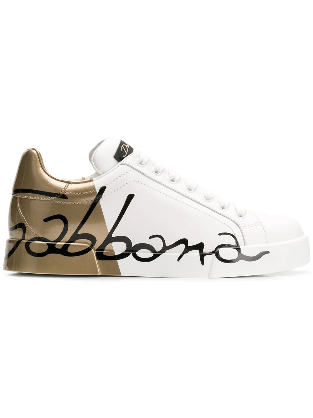 gold logo printed sneakers - 1