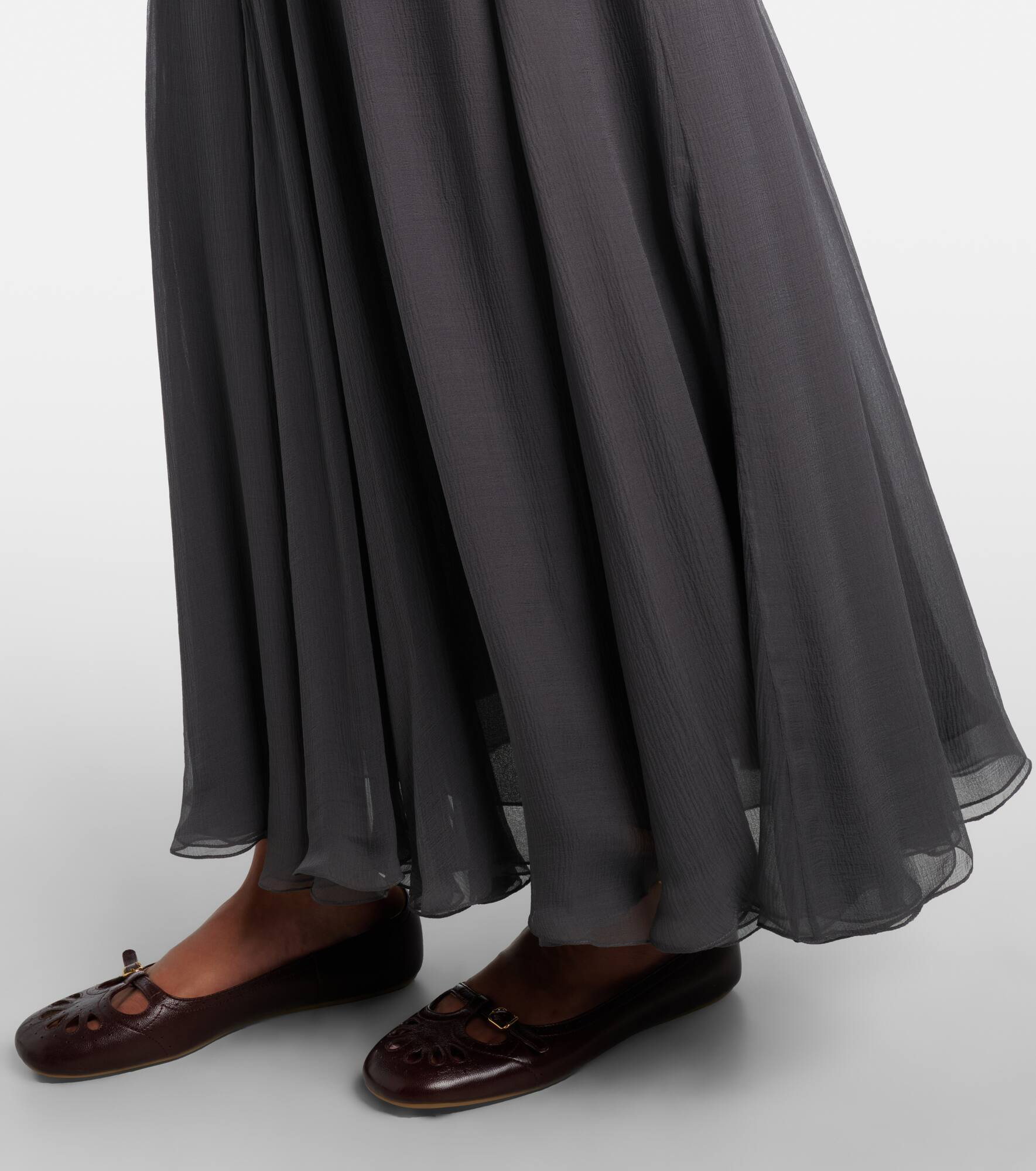 Paneled high-rise silk muslin maxi skirt - 5