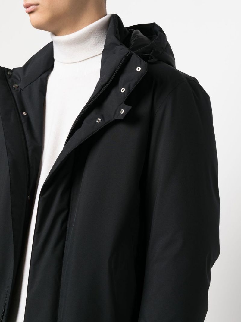 hooded longline padded coat - 5