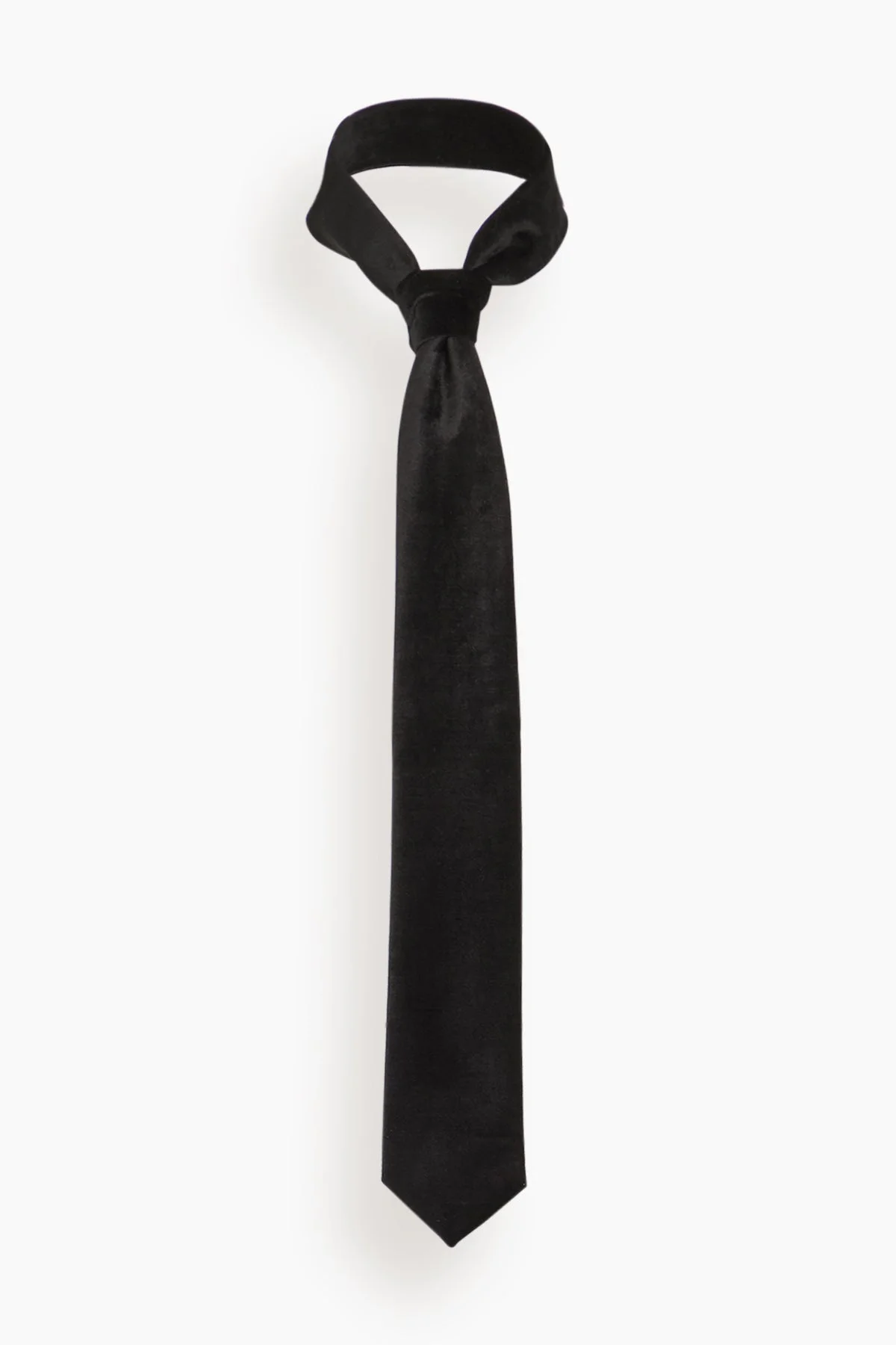 Cotton Viscose Chic Velvet Tie in Noir - 1