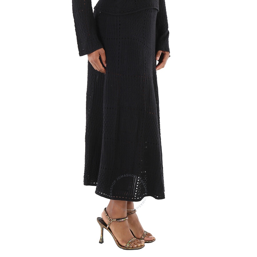 Chloe Ladies Black Full Kniited Midi Skirt, Size Small - 2