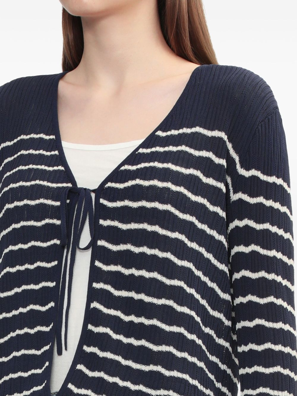 tie-front striped cardigan - 5