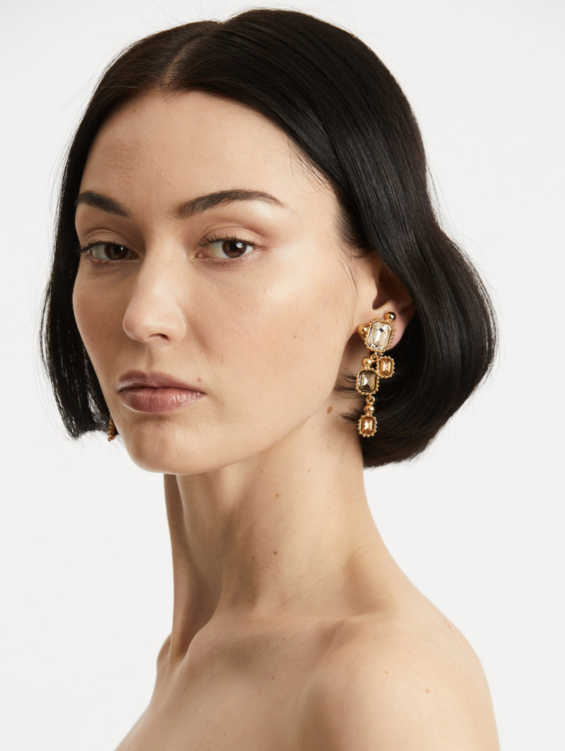 Oscar de la Renta EMERALD-CUT SCRAMBLE CLIP-ON EARRINGS outlook