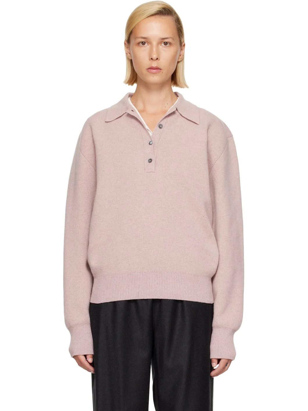 Pink Compact Mouliné Polo - 1