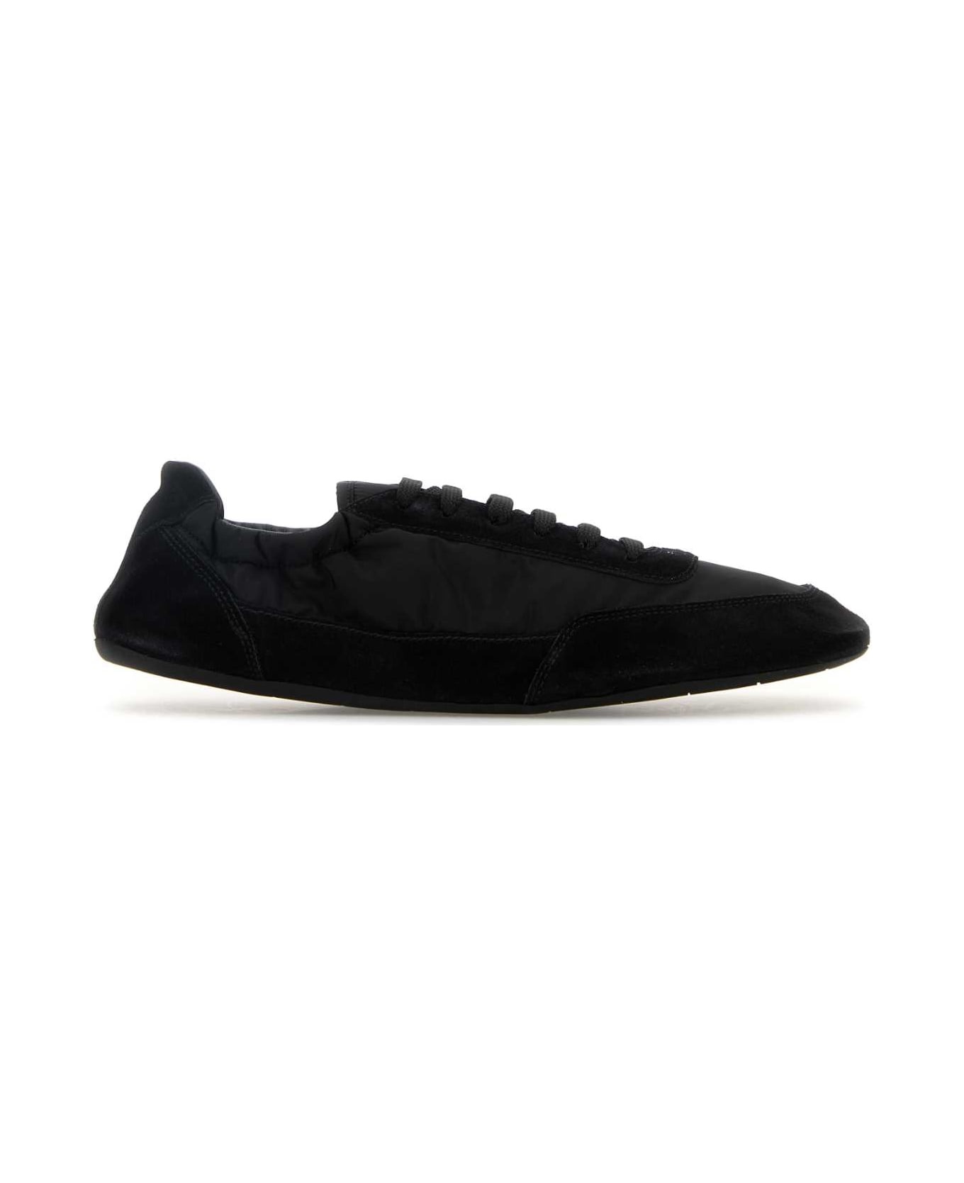 Black Re-nylon And Suede Collapse Sneakers - 1